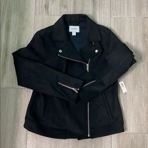 Faux suede biker jacket with zipper details